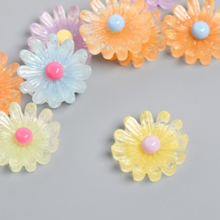 Decor for creativity plastic "Chamomile with a colored core" set 10 pcs mix-1