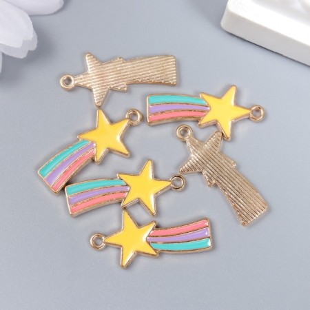 Decor for creativity metal, enamel "Rainbow comet" 2.7x1.3 cm-2