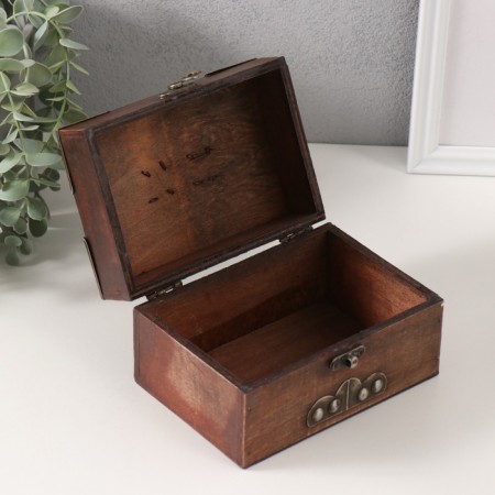 Casket wood chest "Herchism" with rivets, brown 15x10.5x8.5 cm-2