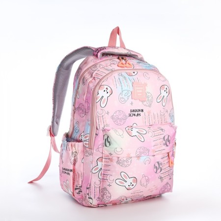 School backpack from textiles 2 of the lightning department, 4 pockets, pink color-2