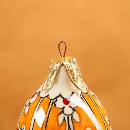 Toy Christmas tree Rishtan ceramics "bell", 7 cm, orange-1