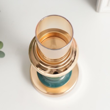 Summary Metal for 1 candle "dudes" gold and blue-green 26x10x10 cm-2