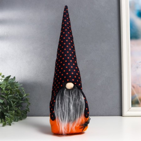 Interior doll "Gnome with a spider in a hood in peas" 40x9x7 cm