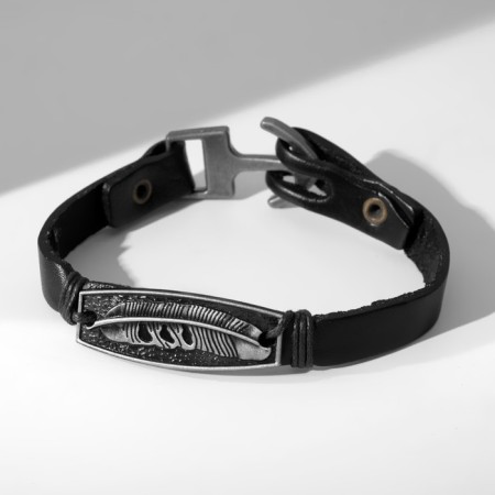 Male “Wing” bracelet, brown color with black silver, 21 cm-2