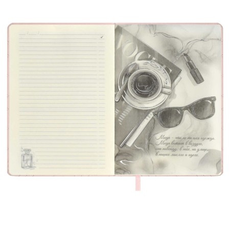 Delicidal Air A5, 164 Escalada sheets, fingered binding with foam rubber, artificial leather "Laika", glassy line, cream offset 70 g/m², pink-8