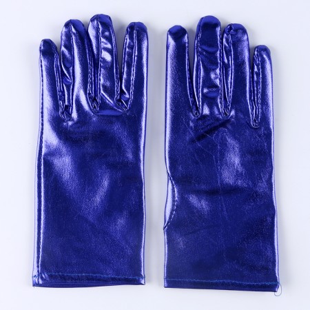Carnival accessory- gloves, blue metallic color, artificial leather-3