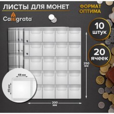 A set of sheets for coins, Optima format, 10 sheets 200 x 250 mm, 20 cells 45 x 48 mm
