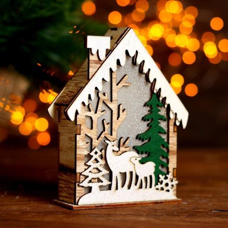 Light decor desktop "houses" 12.5 cm, mix