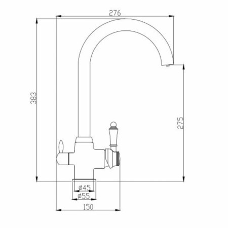 Fashun A4396 kitchen mixer, single -leaf, with output for drinking water, brass, chrome-1