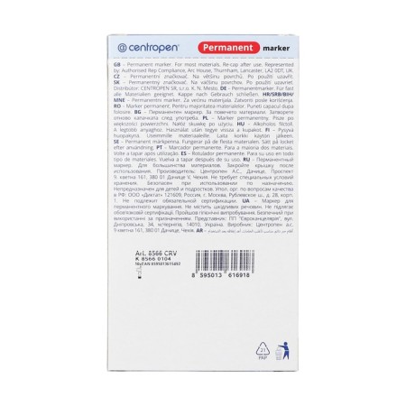 Permanent marker 5.0 mm centropen 8566, line 2.5 mm, red color-7