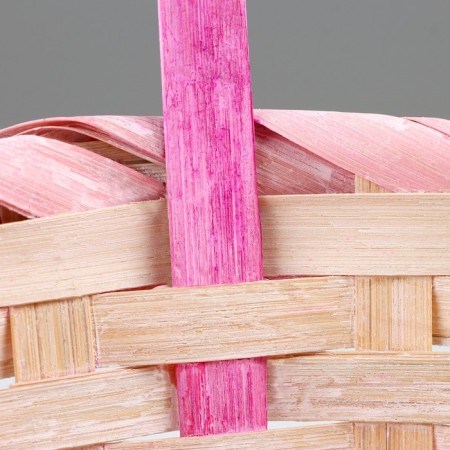 Wicker basket (bamboo), 18 x 15 x 50 cm, white-pink-3