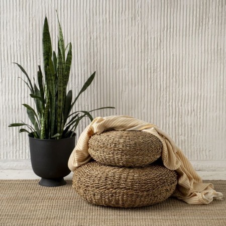 Round Puff "Sauer", diameter 20x60 cm, natural color