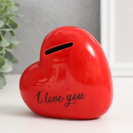 Копилка керамика "Красное сердце - I love you" 11х5х10,5 см-2