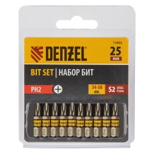 Denzel 11652 bit set, hexagonal profile, PH2 x 25 mm, steel S2, 10 pcs.