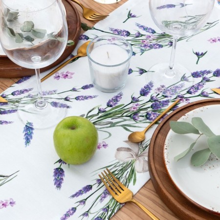 Walking on the Ethel table Lavender 30x70 cm, 100% cotton, sarzha 190 g/m2
