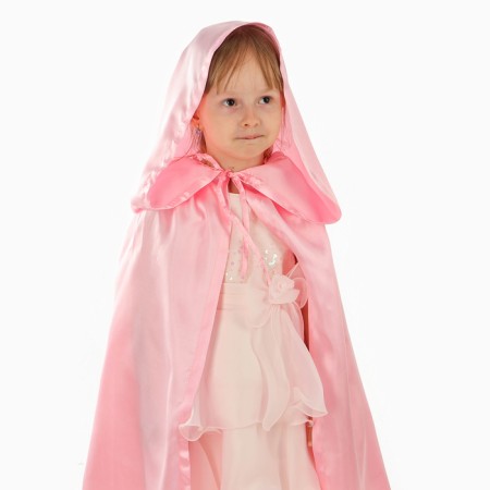 Carnival cloak, satin, pink color, length 85 cm-1