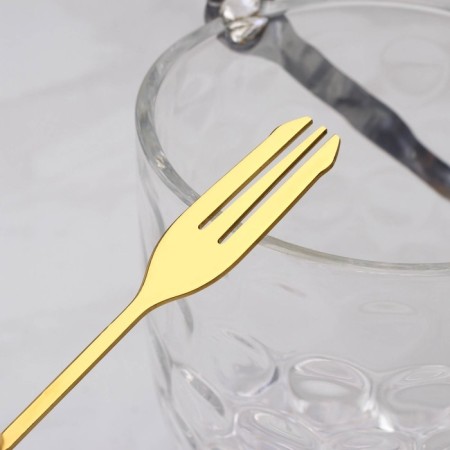 Spoon of barn stainless steel with a fork, length 32.5 cm, gold color-2