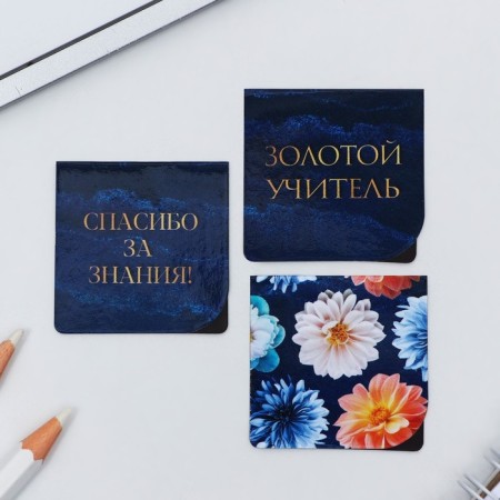 Set "Golden Teacher": Notepad A6, 60 liters. magnetic bookmarks and pen-11