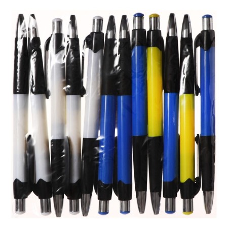A set of ballpoint pens 12 pieces, 0.5mm, automatic, a case with a rubber holder, blue ink, mix-3
