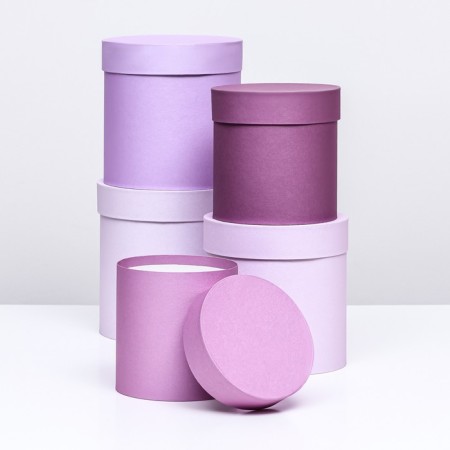 A set of round gift boxes 5 in 1 "Powder", 20 × 20 × 20–13.5 × 13.5 × 13.5 cm-1