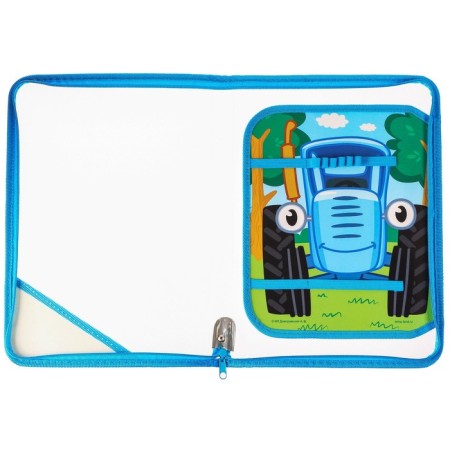 Plastic A4 folder, at lightning, blue tractor-1
