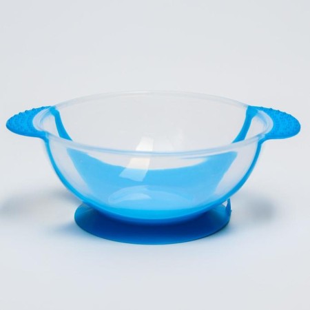 Set for feeding, 3 items: a plate on a suction cup 350 ml, cover, thermal engine, blue color-2