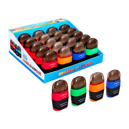 Sharpen with a container double universal with an eraser mix