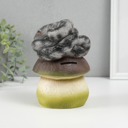 New Year's piggy bank "Snake on the mushroom" 12 x11 x 18 cm.-1