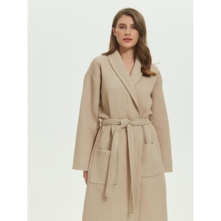 Unisex bathrobe Pamira, size XL, beige color-15