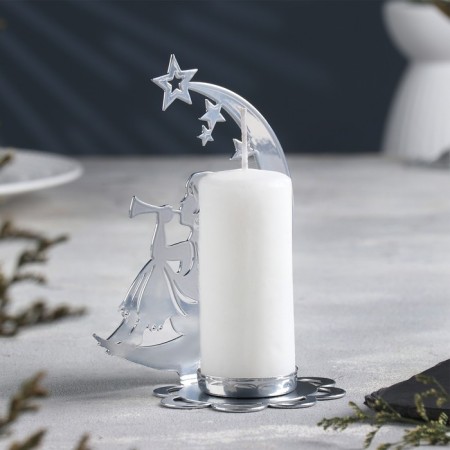 Luna Climber Metal for one candle, 7.1x10.8x14.7 cm, chrome-1