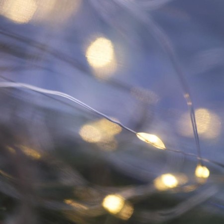 Garland “thread” 5 m dew, ip20, silver thread, 50 LED, glow warm white, CR2032x2-8