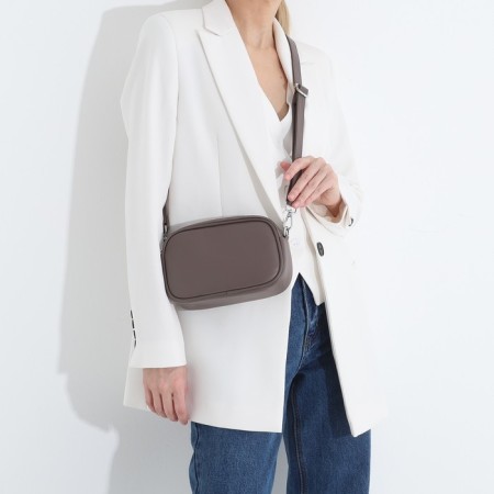 Cross-Bodi bag on zippers, external pocket, brown color-6