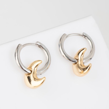 Earrings with the removable element "Transformer" Moon, color silver with gold-1