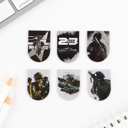Magnetic bookmarks, 6 pcs "Young Defender"-1