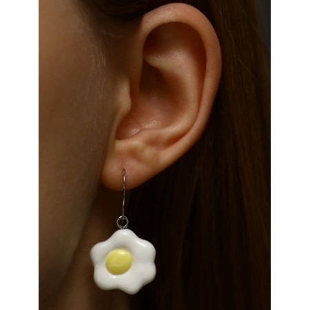 Earrings plastic "goodies" glazing, white-orange color-2