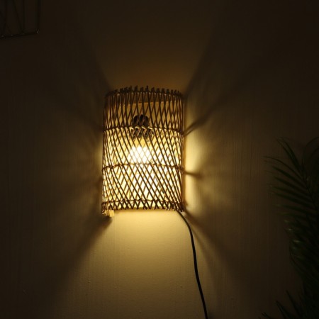 Lamp wall -mounted from a rattan "grid" 1x120W, E27, 16x10x23 cm-4