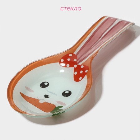 Glass stand under a spoon of a shade "Bunny and carrots", Orange color-1