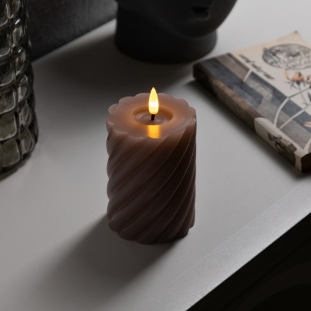 LED candle twisted lilac, 7.5 × 12.5 × 7.5 cm, plastic, wax, batteries AAAX2 (not complete), glow warm white