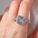 Ring "Jewelry" Square in rhinestones, white color in silver, dimensionless