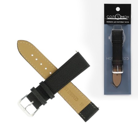 Solomon watch strap, 20 mm, genuine leather, L-20 cm, black with embossing