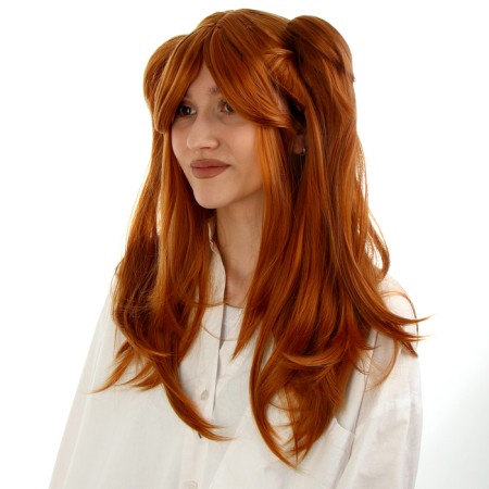 The carnival wig "anime" is red, with tails-1