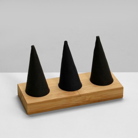 Rings stand 13 × 5 × 8, wood, cones, gray-beige color-1