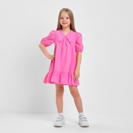 Children's dress with KAFTAN collar, size 34 (122-128 cm), bright pink color-1