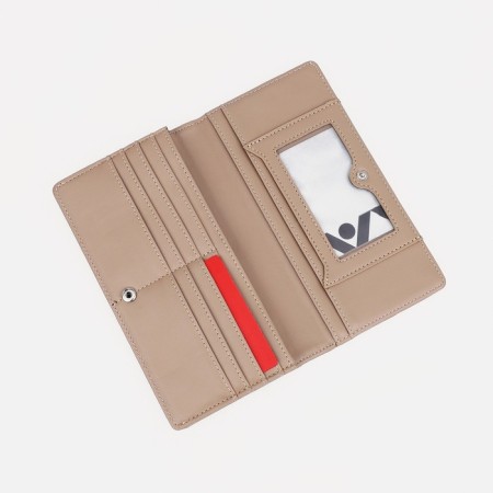 Women's wallet on the button, beige color-2