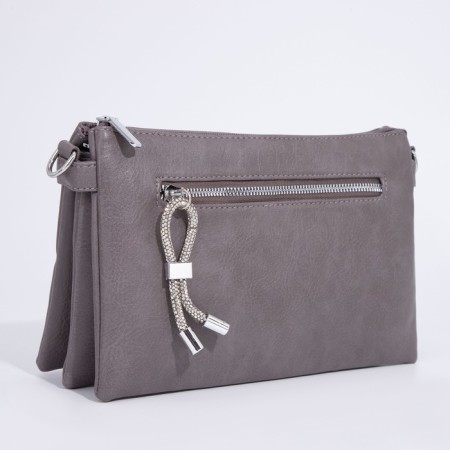 Bag Cross-Bodi with a zipper, gray color-2