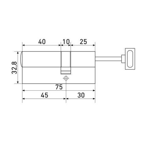 Cylinder mechanism Max Standard, 75 mm (45x30S), 5 keys, key/rod, matte nickel-2