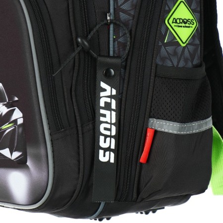 School backpack 40x33x15cm, ergonomic back, Across 410, gray/green-9