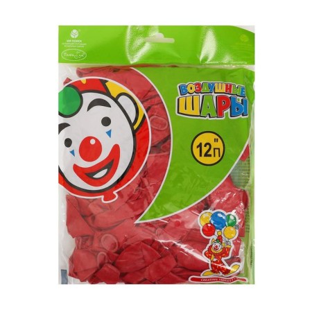 Latex ball 12 ", pastel, set 100 pcs., Red color-1