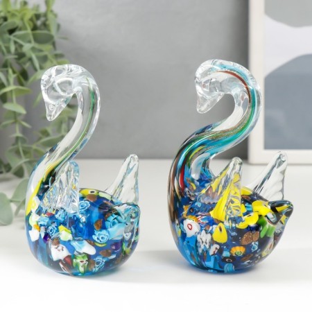 Souvenir glass "Swans Kaleidoscope" under the Muranian glass set 2 pcs 11.5x8 cm-4