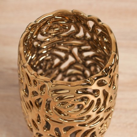 VAZA Keramics Table "Basil" roses, 24x1 cm, gold-1